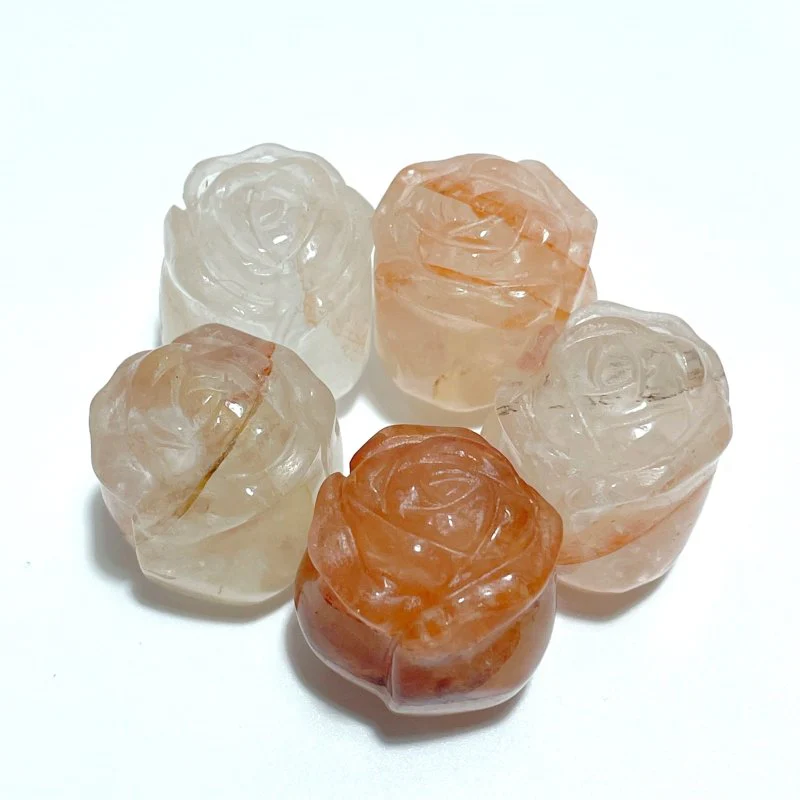 10 Types Small Rose Flower Carving Wholesale Fire Quartz Clear Quartz Yellow Calcite - Image 7