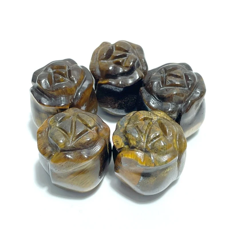 10 Types Small Rose Flower Carving Wholesale Fire Quartz Clear Quartz Yellow Calcite - Image 9