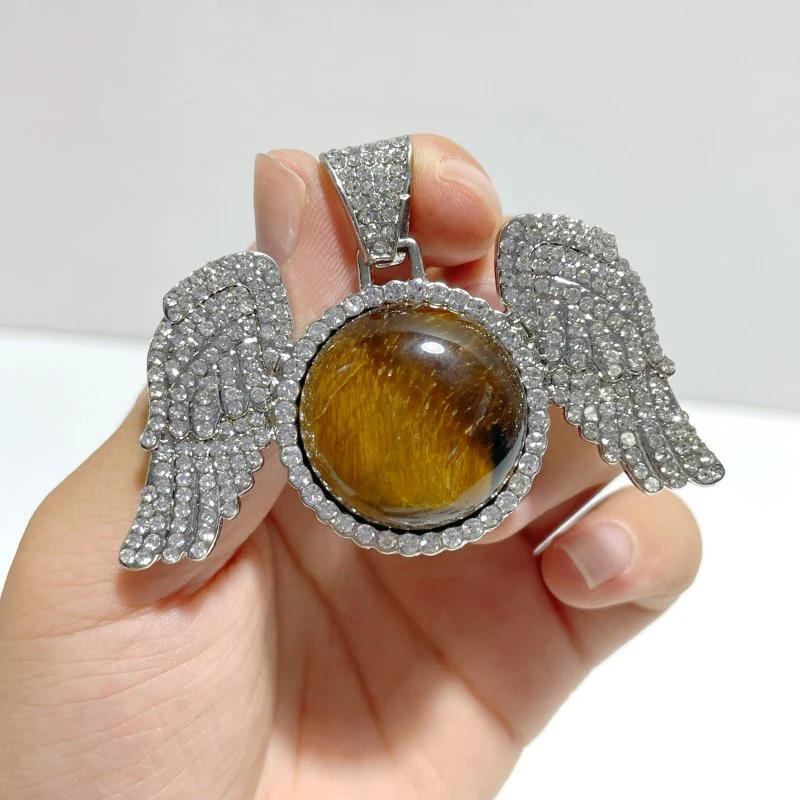 Clearance(defect) - 10 Types Wing Pendants Wholesale Amethyst Chevron Green Aventurine Tiger Eye