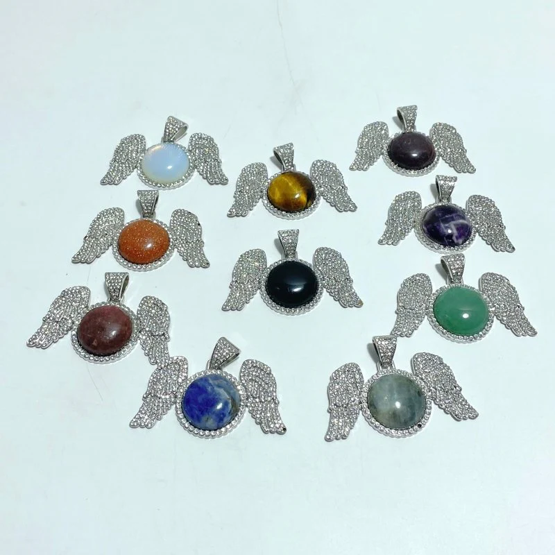 Clearance(defect) - 10 Types Wing Pendants Wholesale Amethyst Chevron Green Aventurine Tiger Eye - Image 11