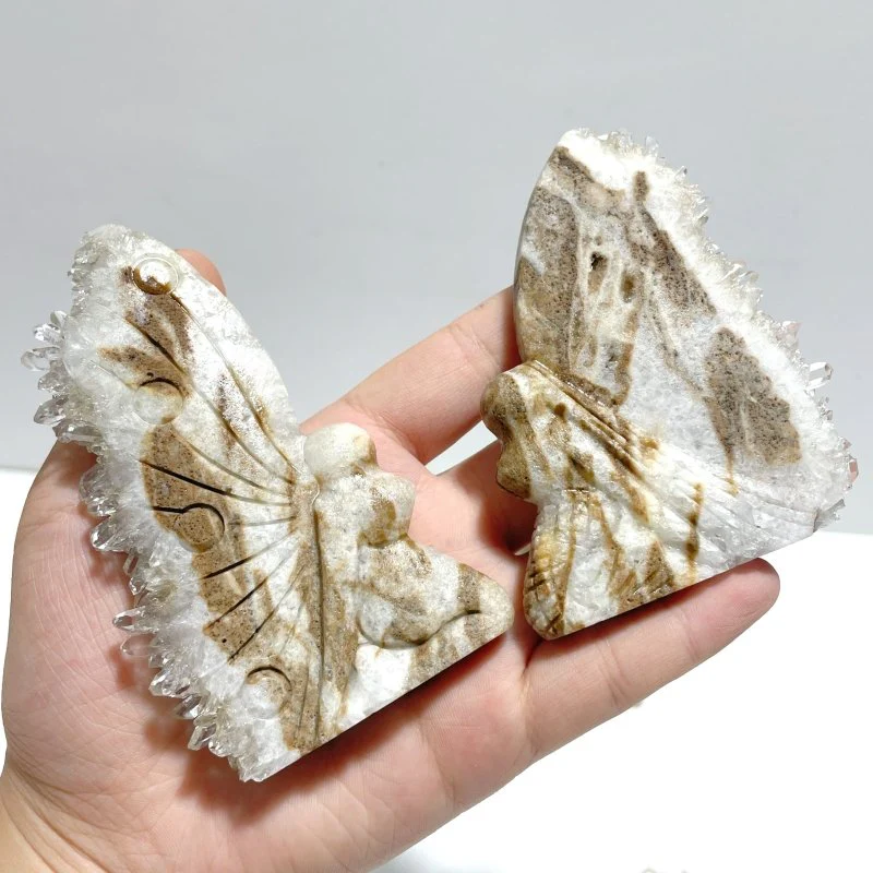 15 Pieces Clear Quartz Cluster Butterfly Fairy Carving - Image 4