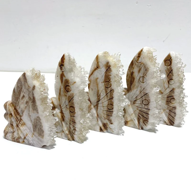 15 Pieces Clear Quartz Cluster Butterfly Fairy Carving - Image 6