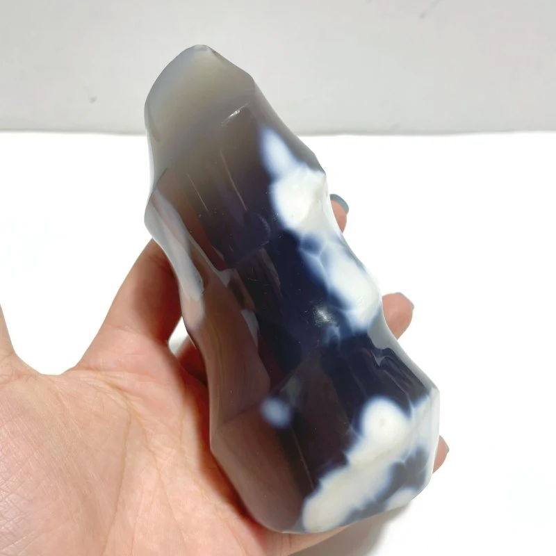 9 Pieces Black Orca Agate Flame Carving - Image 3