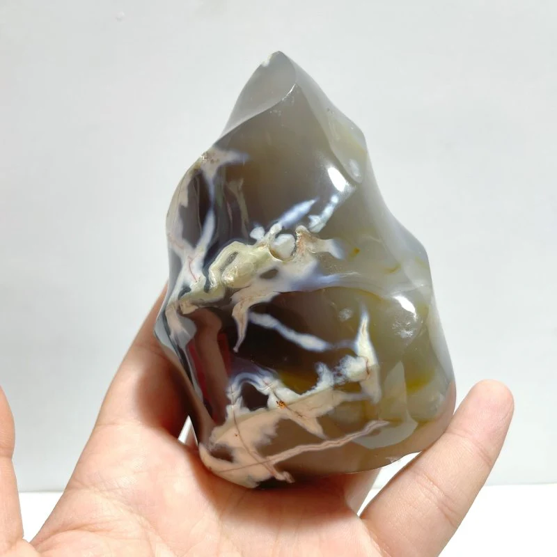 9 Pieces Black Orca Agate Flame Carving - Image 8