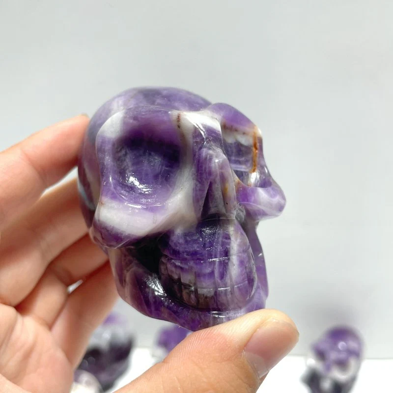 11 Pieces Chevron Amethyst Skull Carving