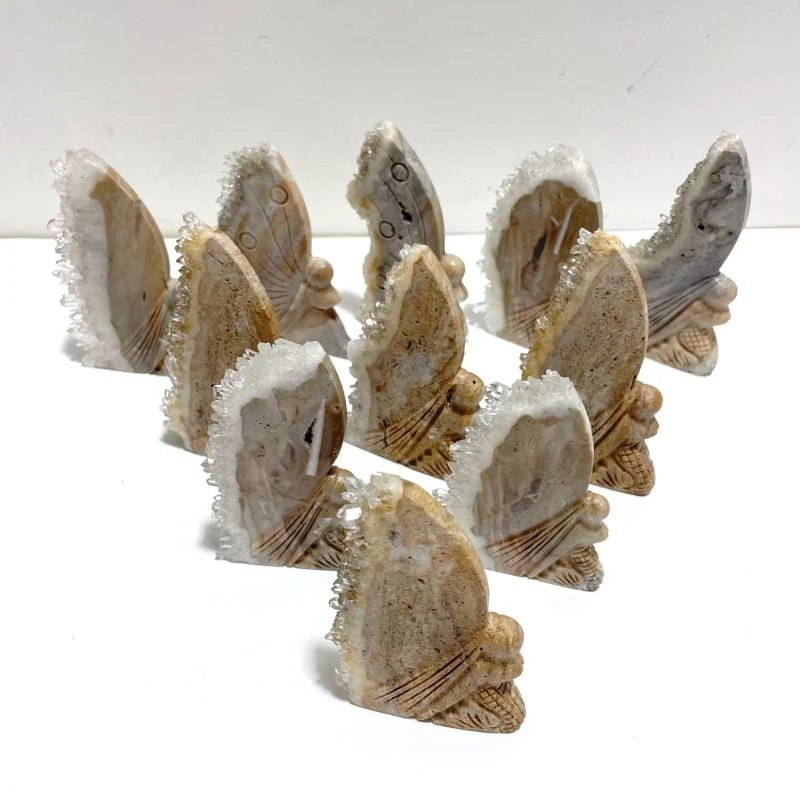 11 Pieces Clear Quartz Cluster Butterfly Fairy Carving - Image 2