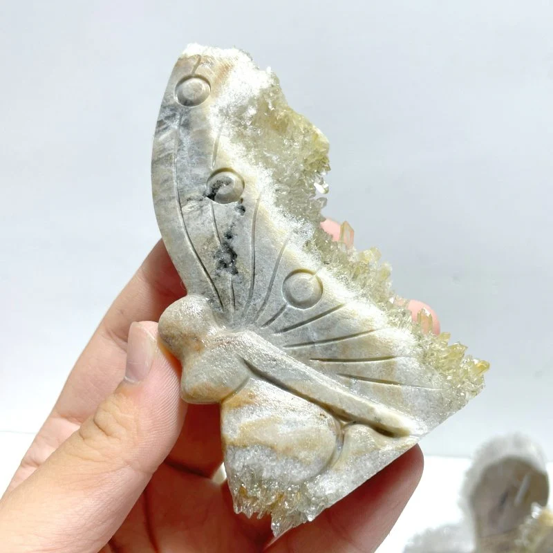 11 Pieces Clear Quartz Cluster Butterfly Fairy Carving - Image 8