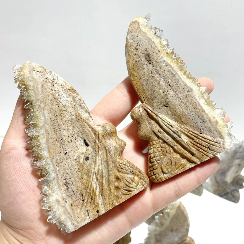 11 Pieces Clear Quartz Cluster Butterfly Fairy Carving - Image 9