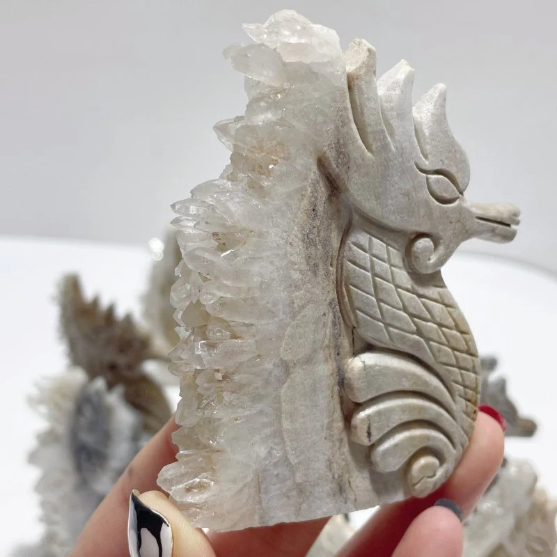 11 Pieces Clear Quartz Cluster Seahorse Carving - Image 2