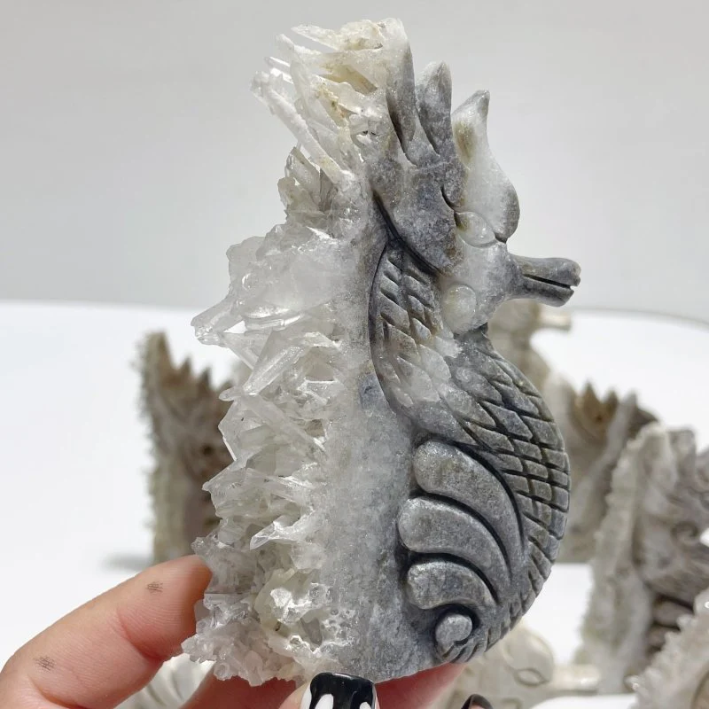 11 Pieces Clear Quartz Cluster Seahorse Carving - Image 3