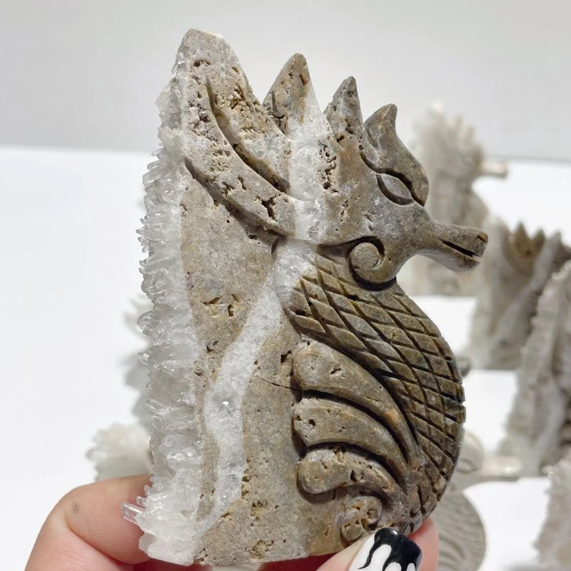 11 Pieces Clear Quartz Cluster Seahorse Carving - Image 4