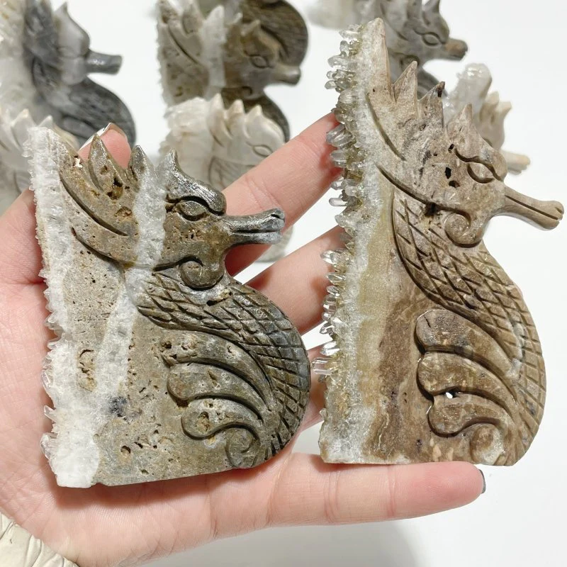 11 Pieces Clear Quartz Cluster Seahorse Carving - Image 8