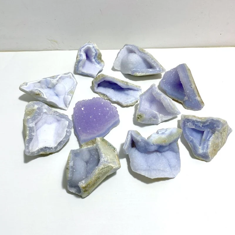 11 Pieces Geode Blue Chalcedony Druzy