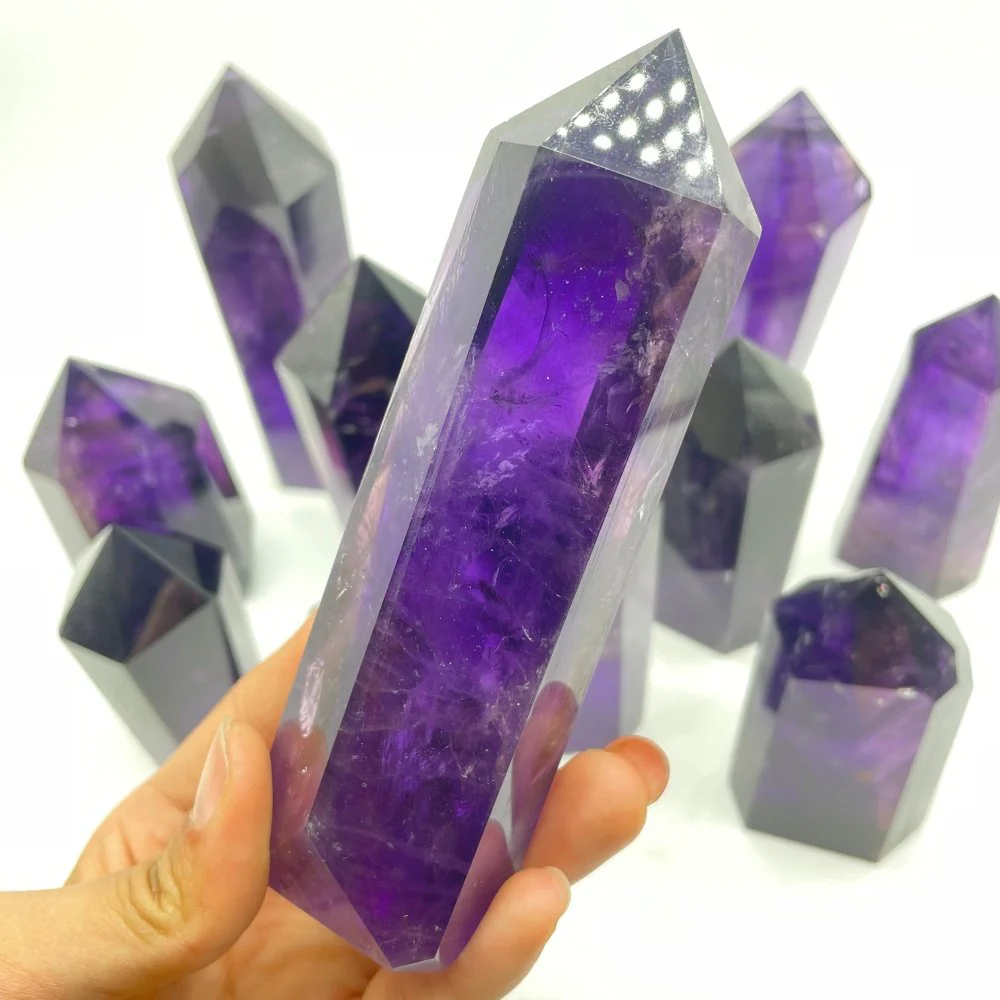 11 Pieces High Quality Deep Purple Amethyst Points - Image 3