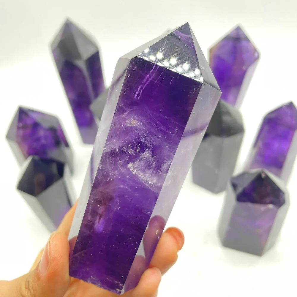 11 Pieces High Quality Deep Purple Amethyst Points - Image 6