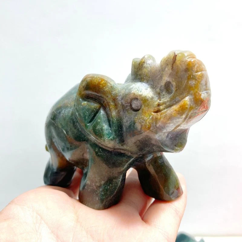 11 Pieces Moss Agate Elephant Carving - Image 4
