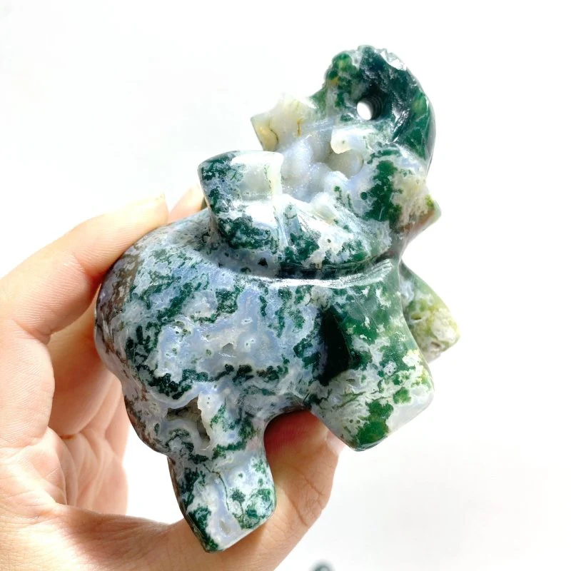 11 Pieces Moss Agate Elephant Carving - Image 5