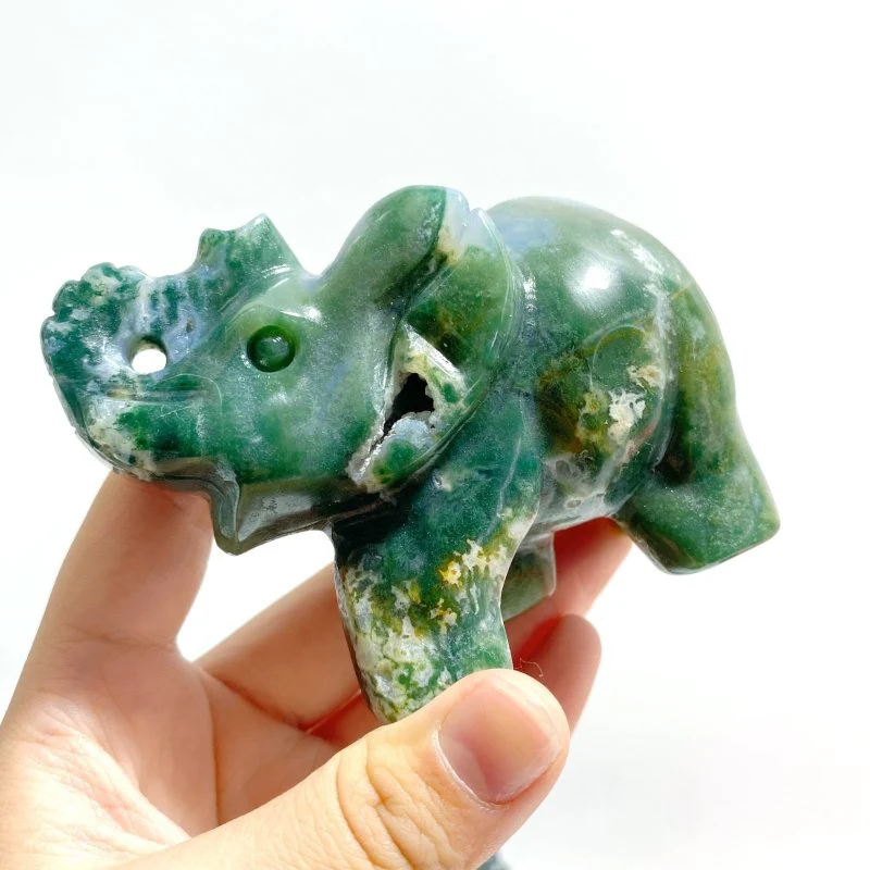 11 Pieces Moss Agate Elephant Carving - Image 6
