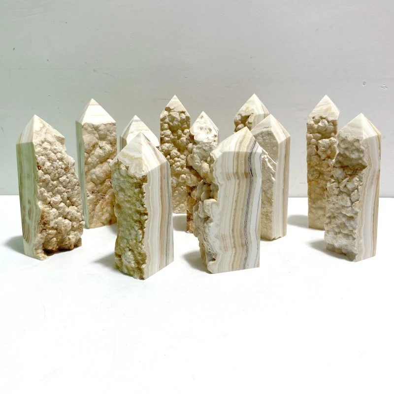 11 Pieces Stripe Yellow Calcite Points Raw Side