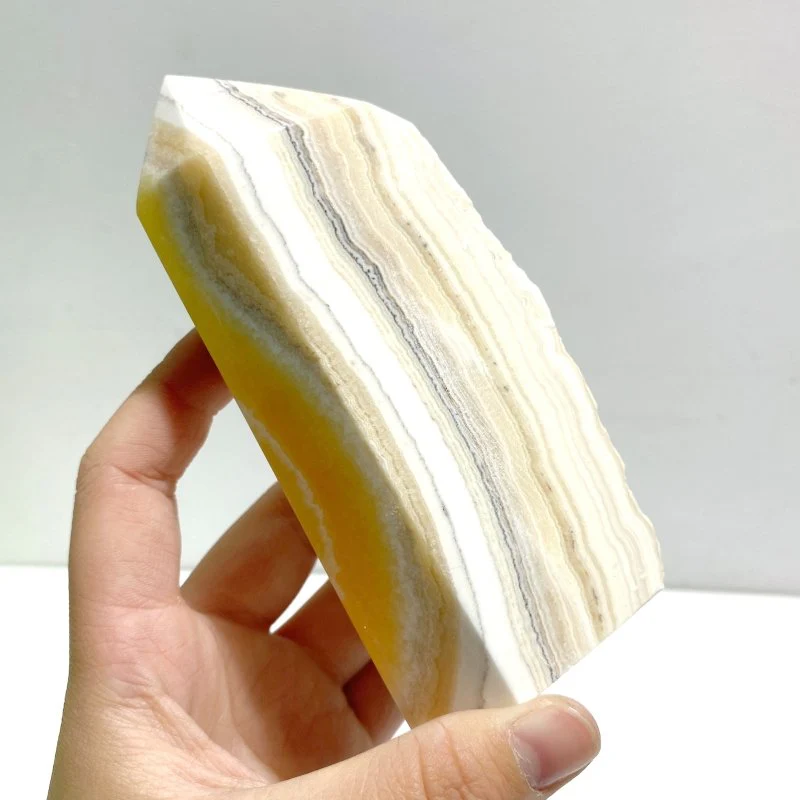 11 Pieces Stripe Yellow Calcite Points Raw Side - Image 2