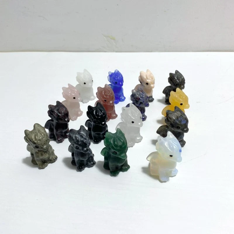 16 Types Mini Flying Dragon Carving Wholesale Yellow Calcite Garnet Sodalite