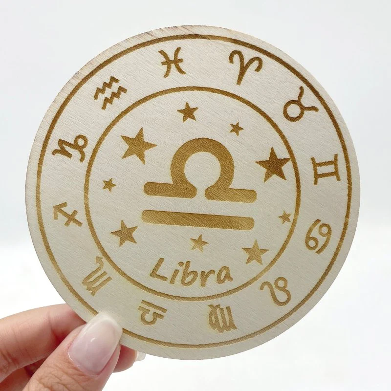 12 Constellations Wooden Slices Crystal Astrology Gift Coaster