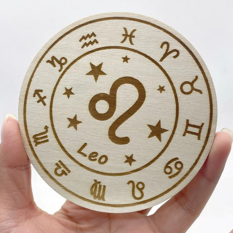 12 Constellations Wooden Slices Crystal Astrology Gift Coaster - Image 5