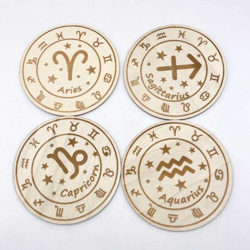 12 Constellations Wooden Slices Crystal Astrology Gift Coaster - Image 6
