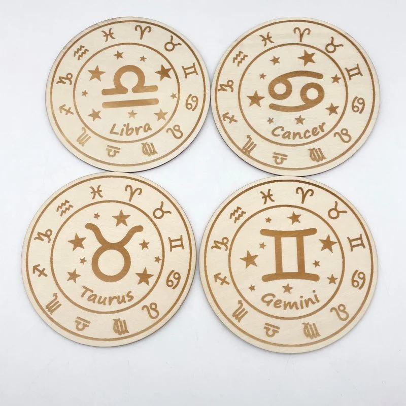 12 Constellations Wooden Slices Crystal Astrology Gift Coaster - Image 7