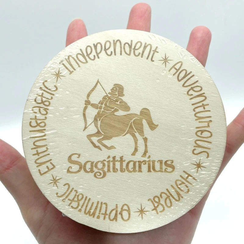 12 Constellations Zodiac Sign Wooden Slices Crystal Astrology Gift Coaster