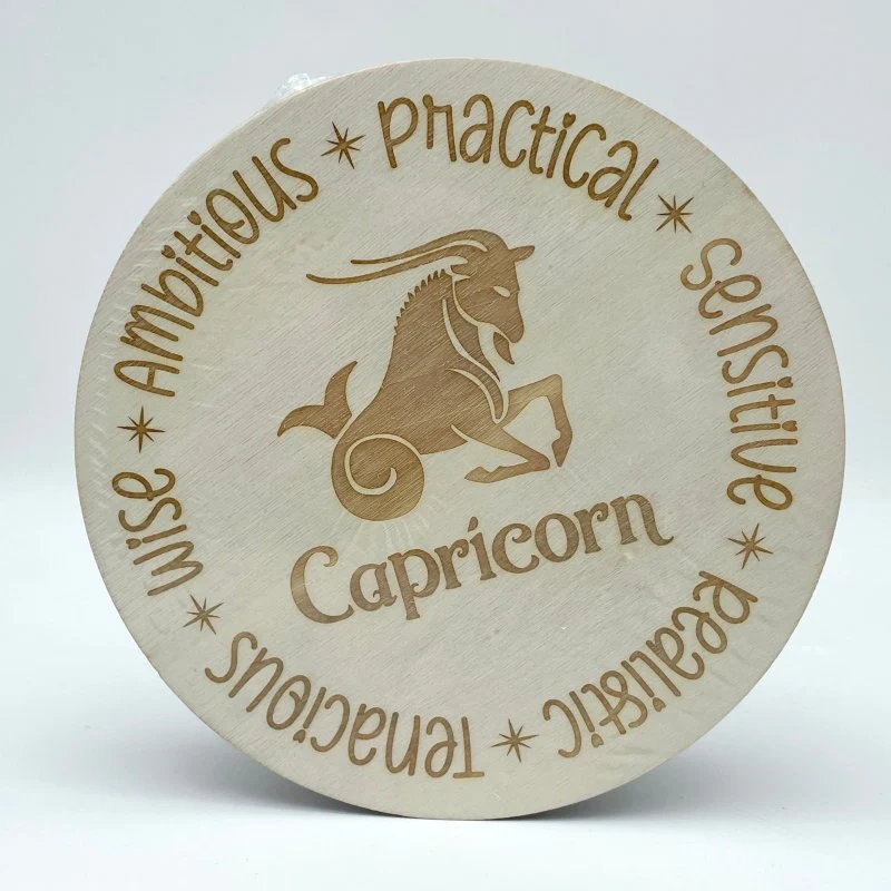 12 Constellations Zodiac Sign Wooden Slices Crystal Astrology Gift Coaster - Image 7