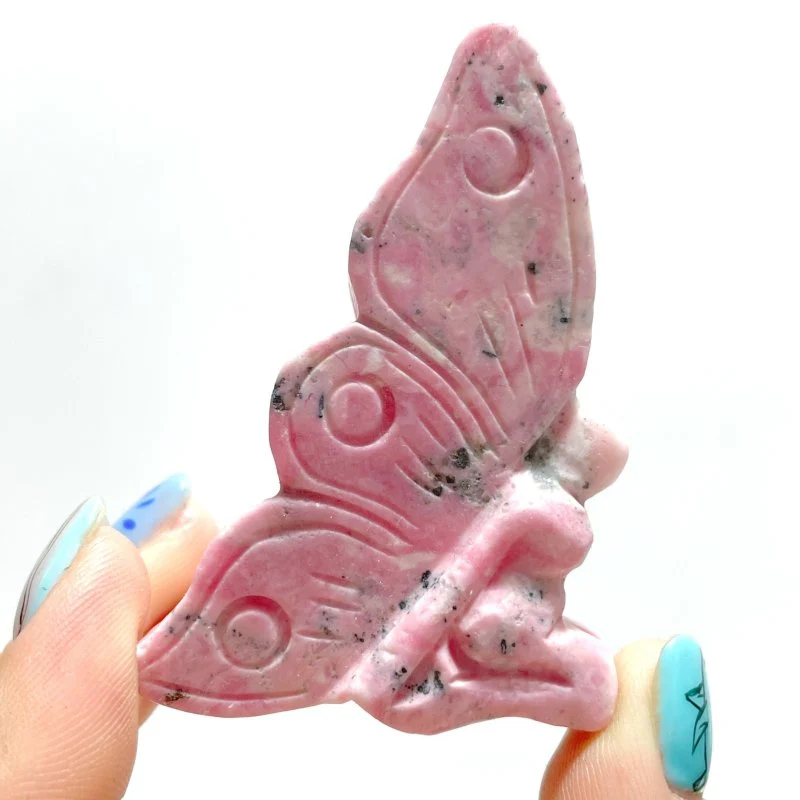 9 Pieces Beautiful Peru Rhodonite Butterfly Fairy Carving - Image 2