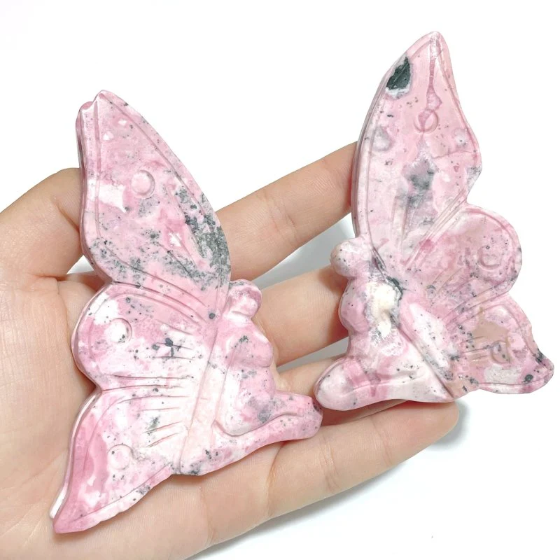 9 Pieces Beautiful Peru Rhodonite Butterfly Fairy Carving - Image 6