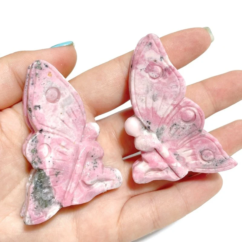 9 Pieces Beautiful Peru Rhodonite Butterfly Fairy Carving - Image 8