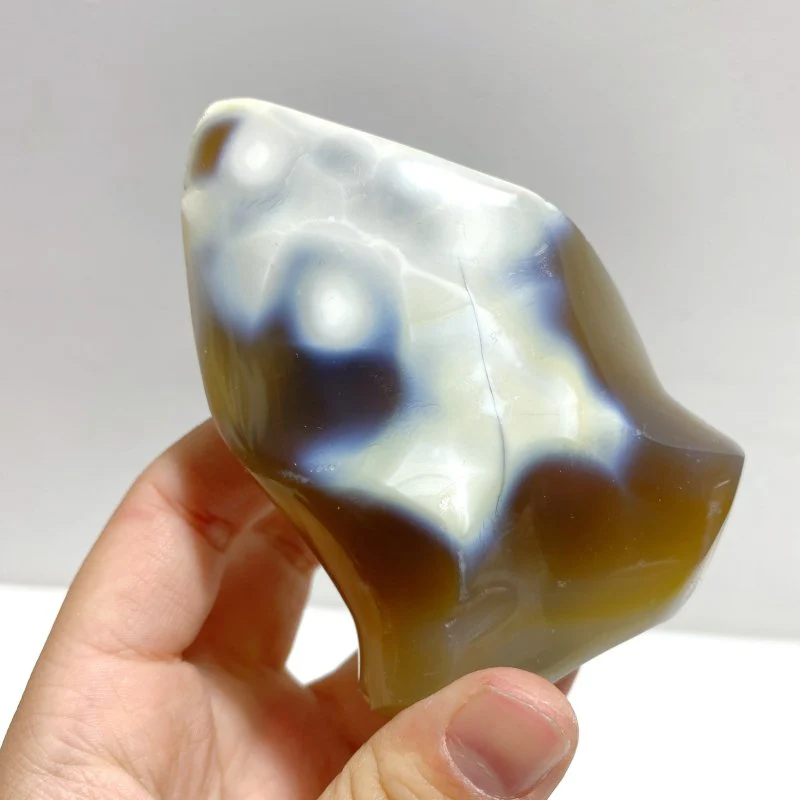 14 Pieces Black Orca Agate Flame Carving - Image 4