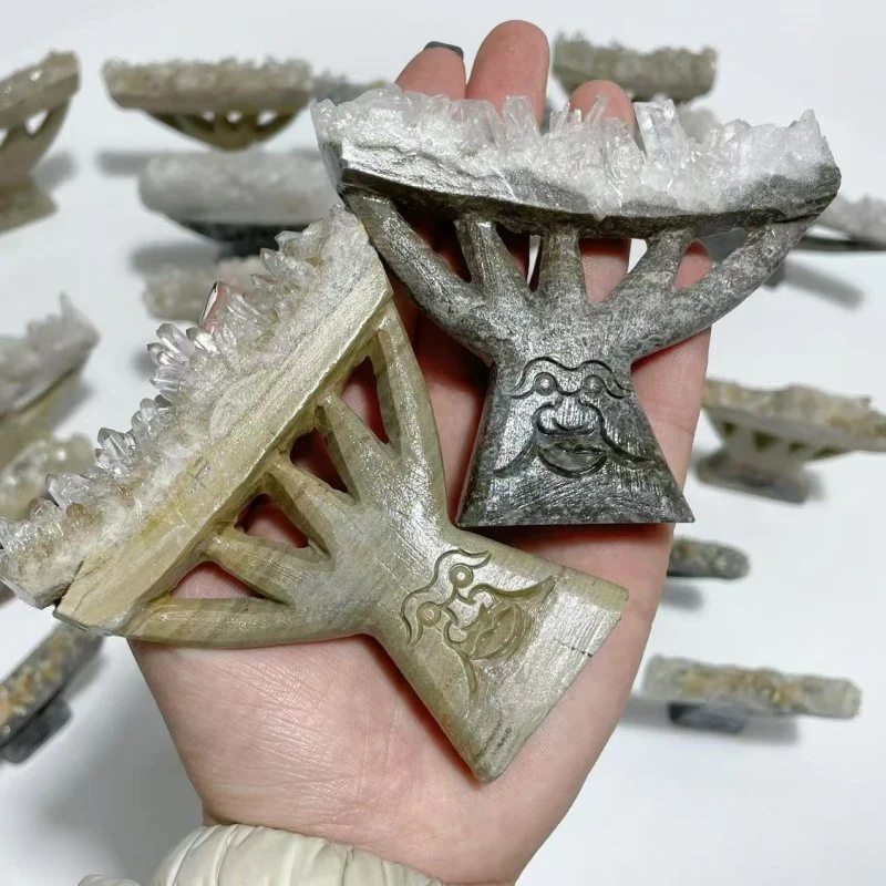 19 Pieces Clear Quartz Cluster Dendroid Guard Carving - Image 2