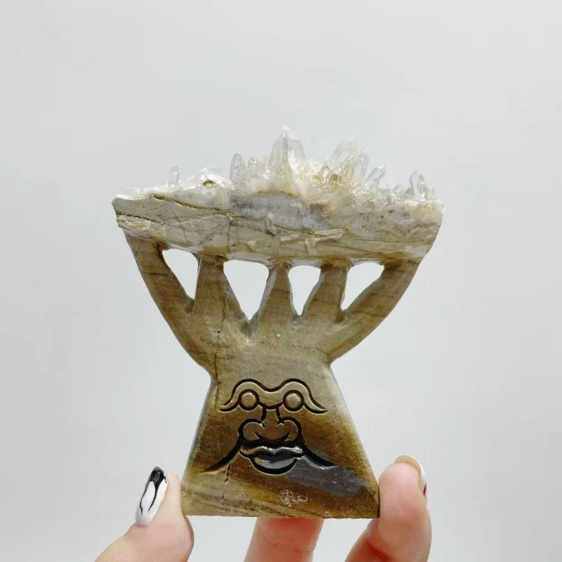 19 Pieces Clear Quartz Cluster Dendroid Guard Carving - Image 5