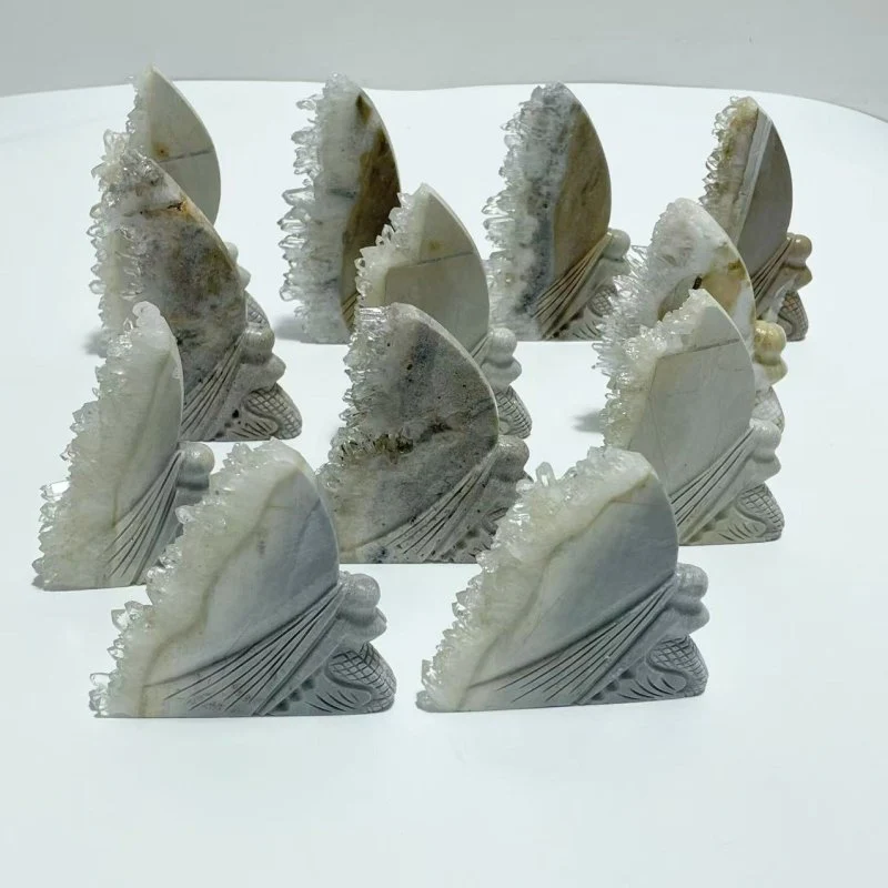 12 Pieces Clear Quartz Cluster Mermaid Carving