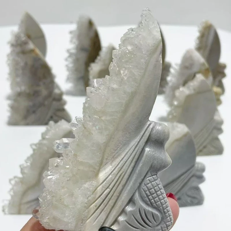 12 Pieces Clear Quartz Cluster Mermaid Carving - Image 2