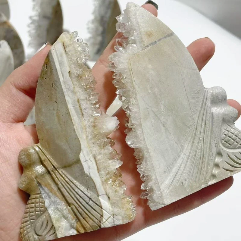 12 Pieces Clear Quartz Cluster Mermaid Carving - Image 5