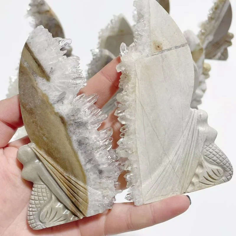 12 Pieces Clear Quartz Cluster Mermaid Carving - Image 6