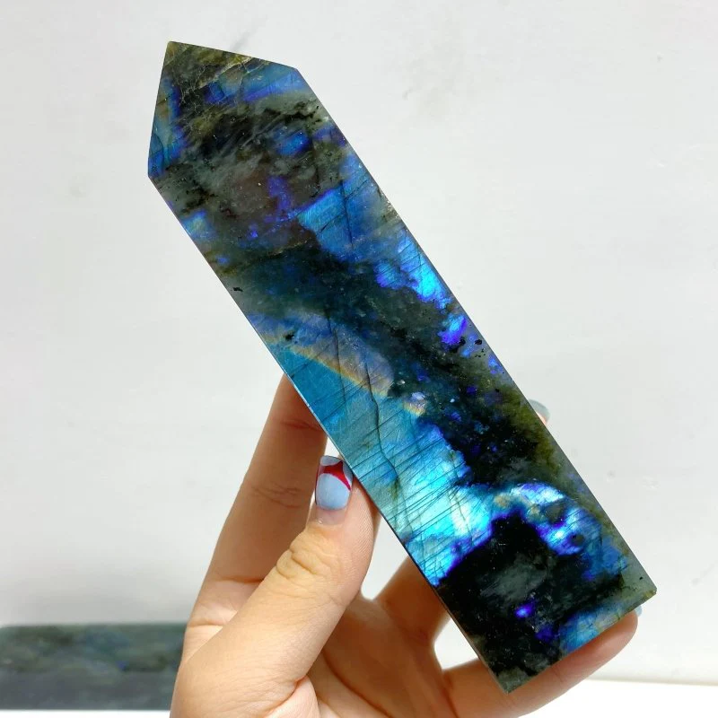 12 Pieces Flash Labradorite Four-Sided Tower Point