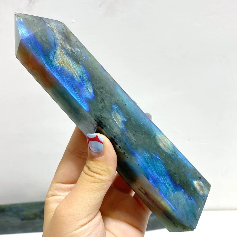 12 Pieces Flash Labradorite Four-Sided Tower Point - Image 2