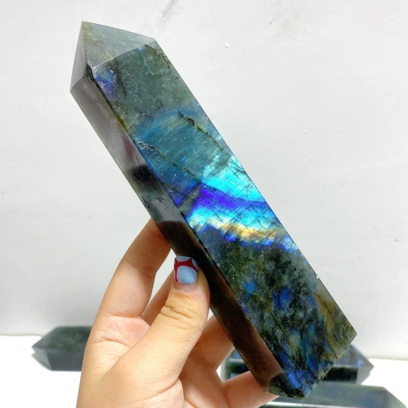 12 Pieces Flash Labradorite Four-Sided Tower Point - Image 3