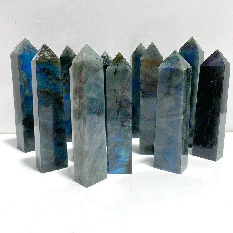 12 Pieces Flash Labradorite Four-Sided Tower Point - Image 4