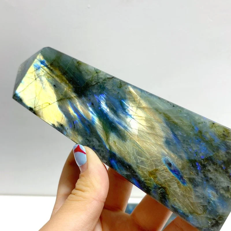 12 Pieces Flash Labradorite Four-Sided Tower Point - Image 5