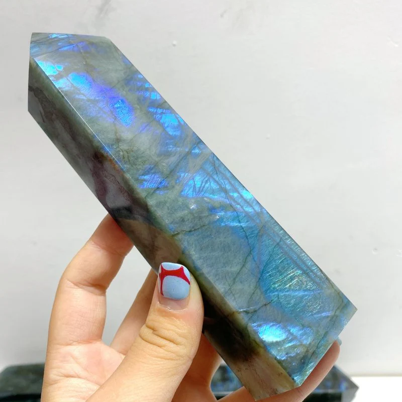 12 Pieces Flash Labradorite Four-Sided Tower Point - Image 8