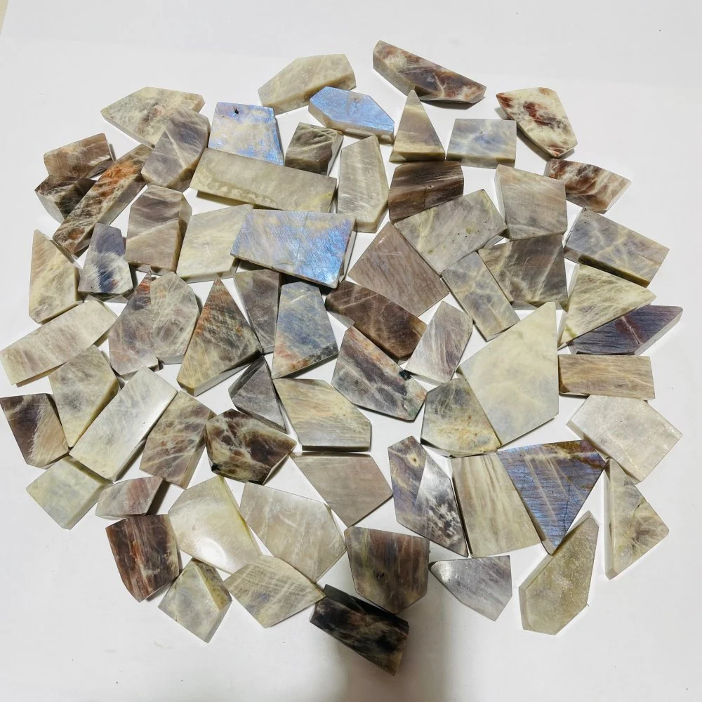 66 Pieces High Quality Blue Moonstone Mixed Sunstone Free Form - Image 5