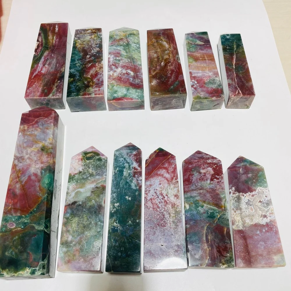 12 Pieces High Quality Ocean Jasper Four-Sided Tower Points - Image 2