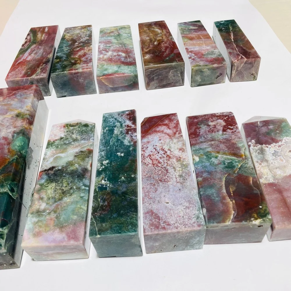 12 Pieces High Quality Ocean Jasper Four-Sided Tower Points - Image 3